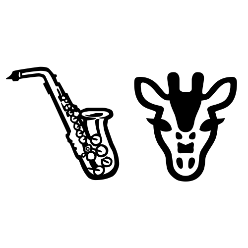 🎷🦒 Emoji Domain black and white Symbola rendering